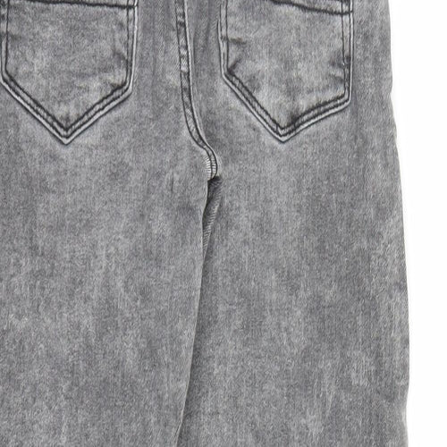 River Island Boys Grey Cotton Straight Jeans Size 10 Years L22 in Regular Zip - Distressed Look