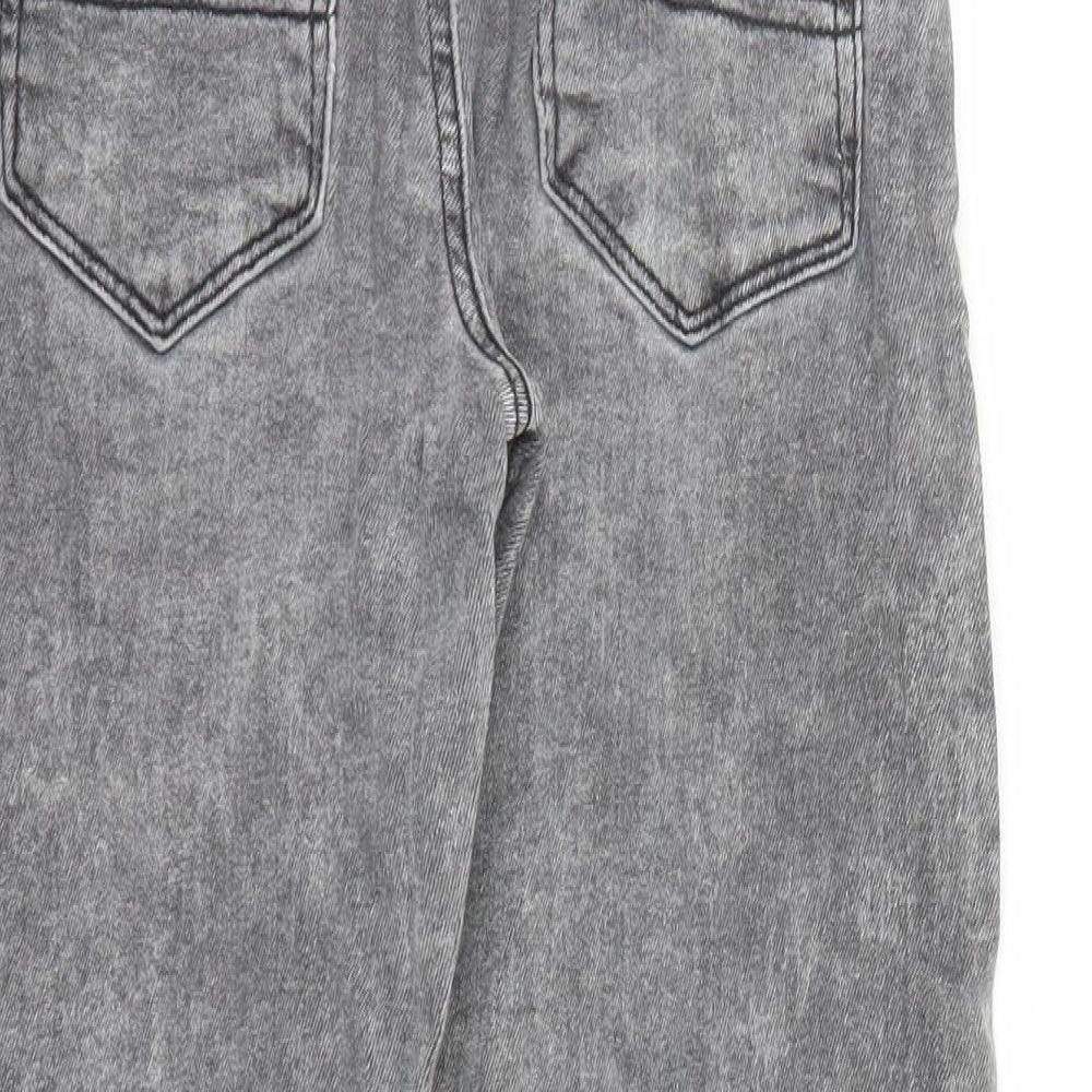 River Island Boys Grey Cotton Straight Jeans Size 10 Years L22 in Regular Zip - Distressed Look
