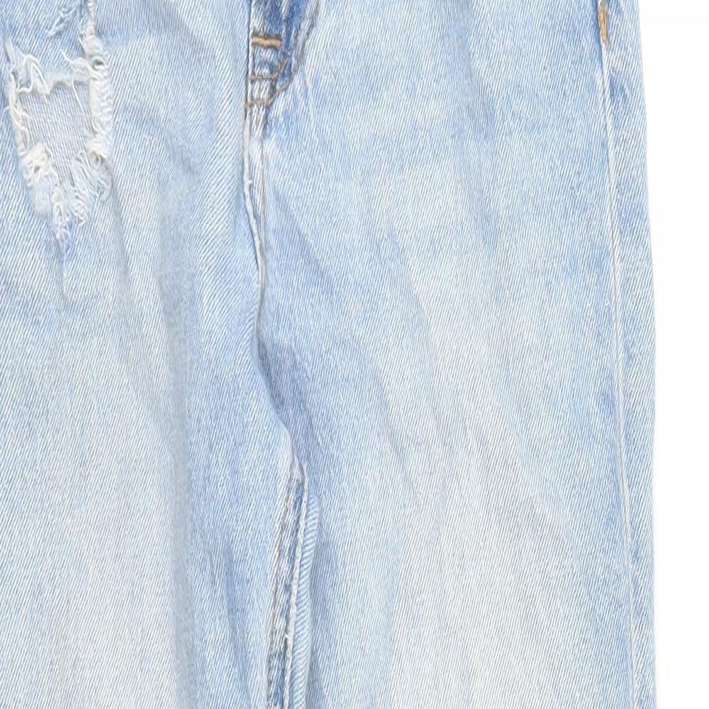 New Look Girls Blue Cotton Straight Jeans Size 12 Years L27 in Regular Zip - Distressed Look