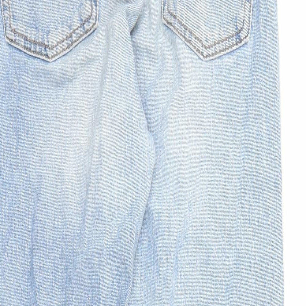 New Look Girls Blue Cotton Straight Jeans Size 12 Years L27 in Regular Zip - Distressed Look