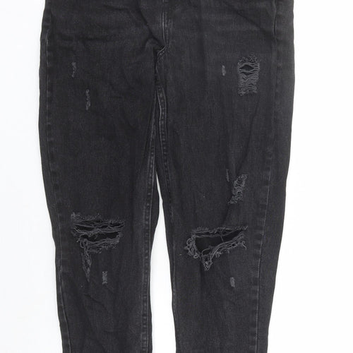 Denim & Co. Womens Black Cotton Straight Jeans Size 10 L29 in Regular Zip