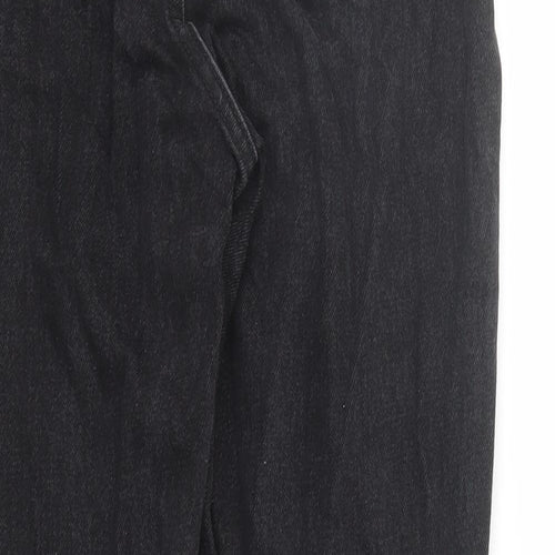 Denim & Co. Womens Black Cotton Straight Jeans Size 10 L29 in Regular Zip
