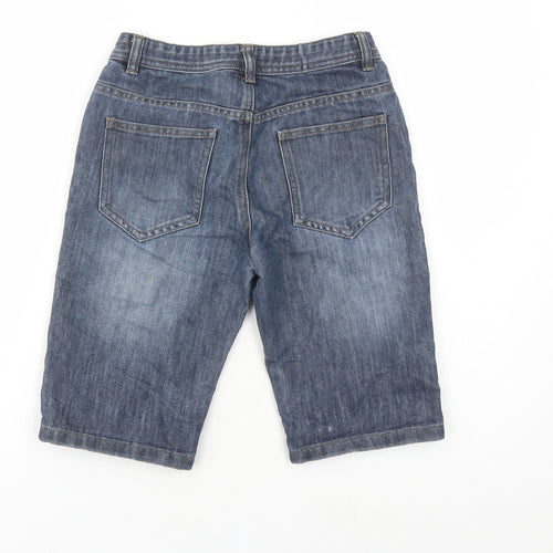 Denim & Co. Boys Blue Cotton Biker Shorts Size 10-11 Years L11 in Regular Zip