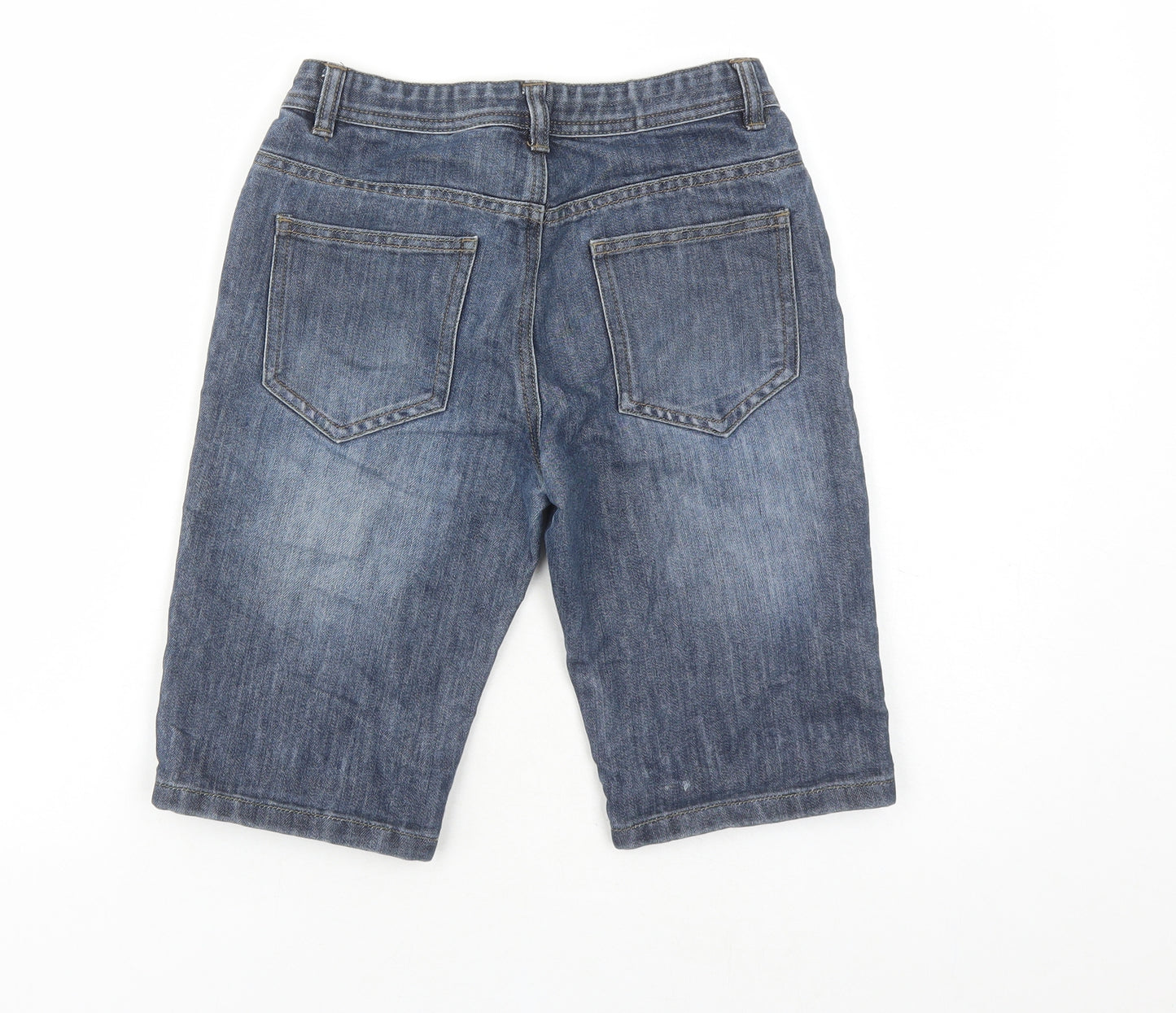 Denim & Co. Boys Blue Cotton Biker Shorts Size 10-11 Years L11 in Regular Zip