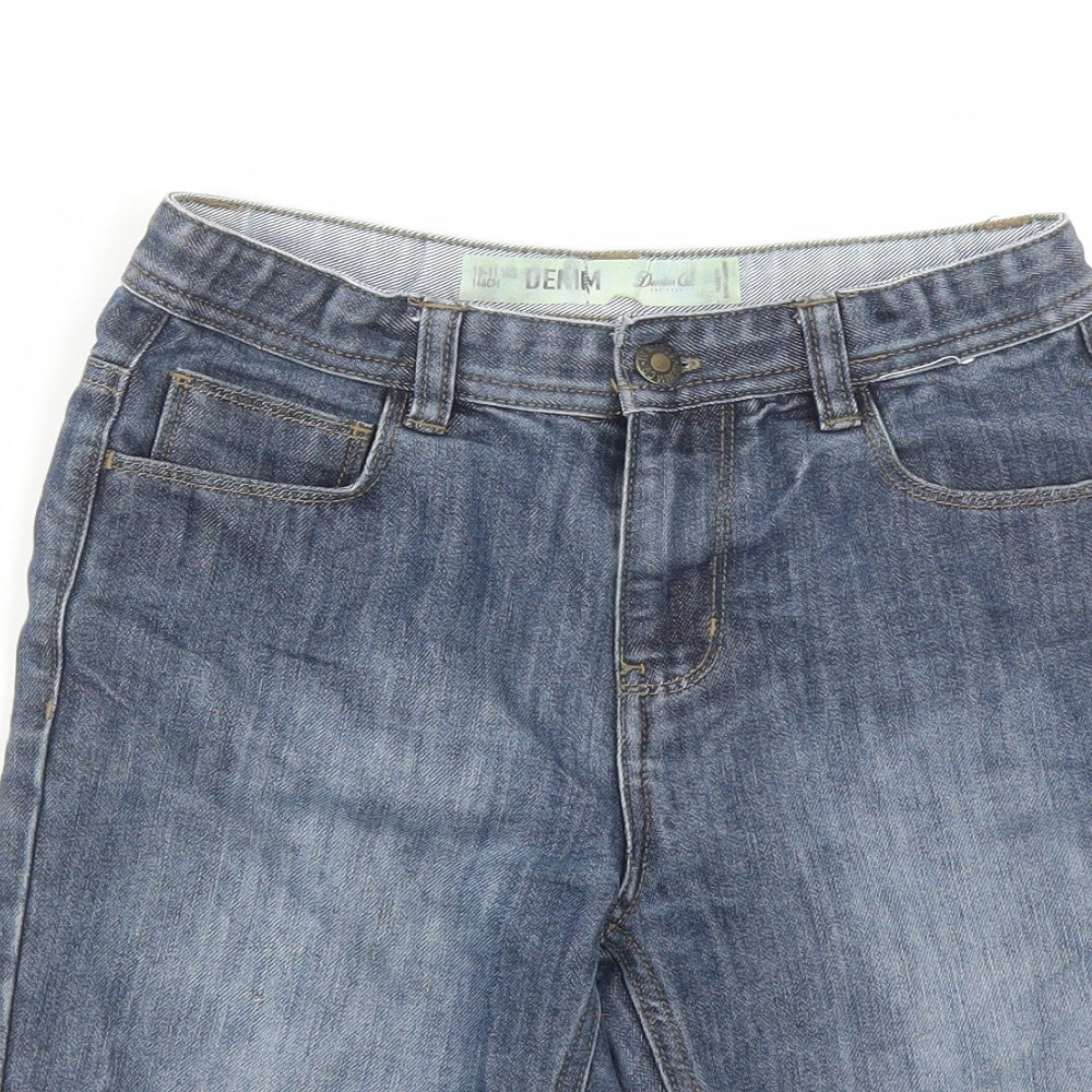 Denim & Co. Boys Blue Cotton Biker Shorts Size 10-11 Years L11 in Regular Zip