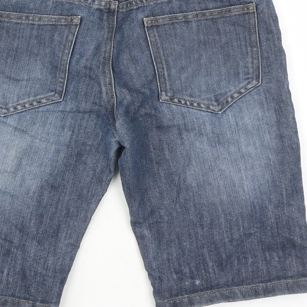 Denim & Co. Boys Blue Cotton Biker Shorts Size 10-11 Years L11 in Regular Zip