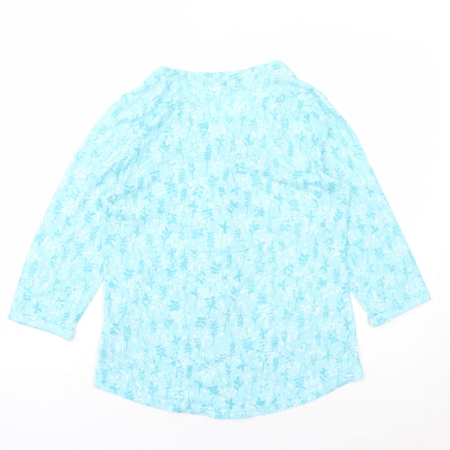Bonmarché Womens Blue Floral Polyester Basic Button-Up Size 10 V-Neck