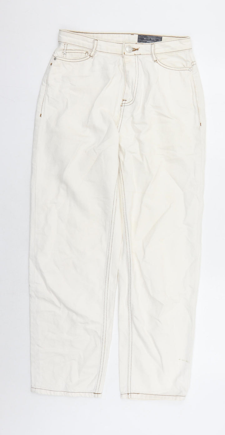 Noisy may Womens Beige Cotton Straight Jeans Size 28 in L27 in Regular Zip