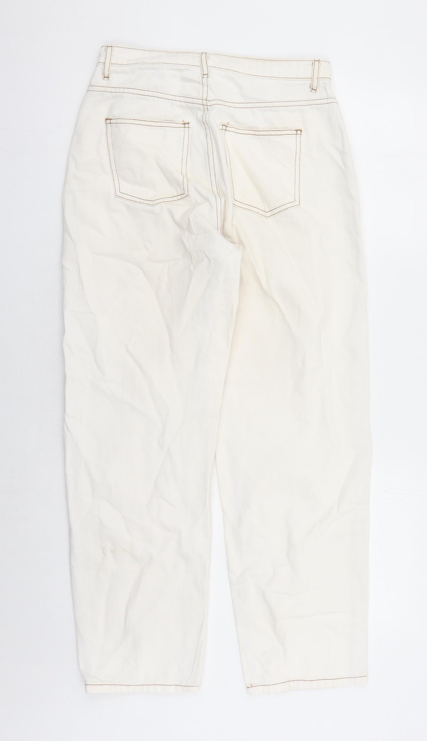 Noisy may Womens Beige Cotton Straight Jeans Size 28 in L27 in Regular Zip