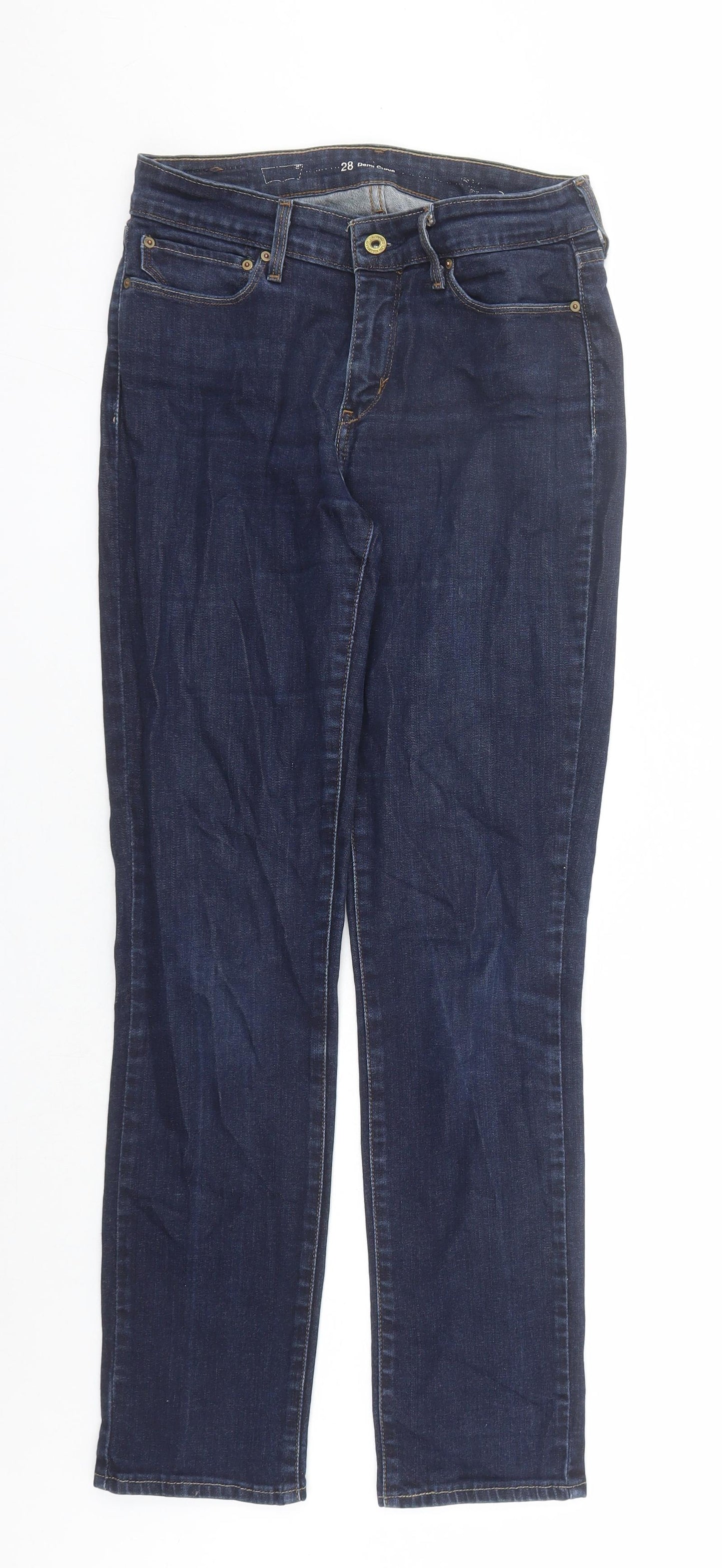 Levi's Womens Blue Cotton Straight Jeans Size 28 in L30 in Regular Zip