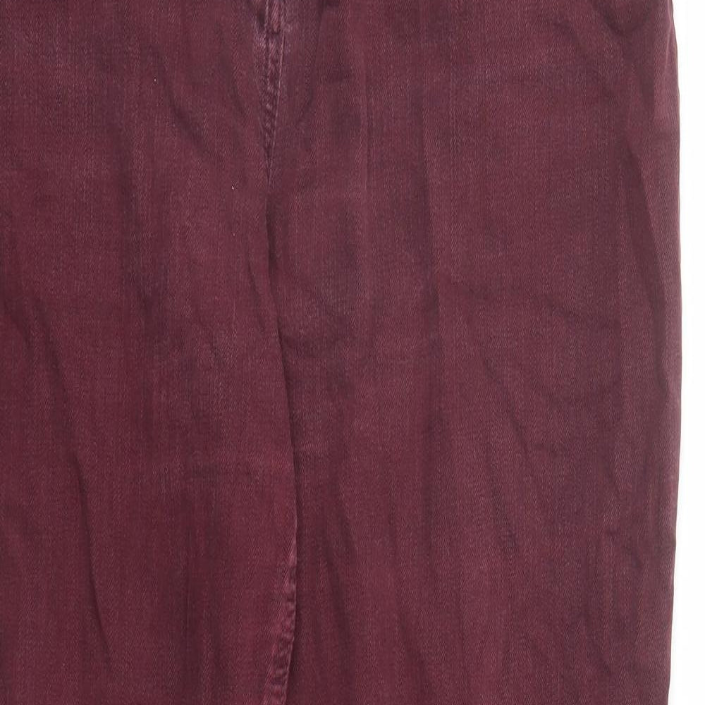 Marks and Spencer Womens Red Cotton Straight Jeans Size 18 L27 in Regular Zip