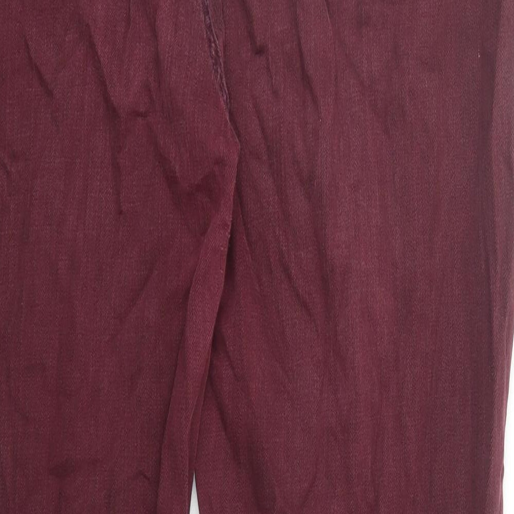 Marks and Spencer Womens Red Cotton Straight Jeans Size 18 L27 in Regular Zip