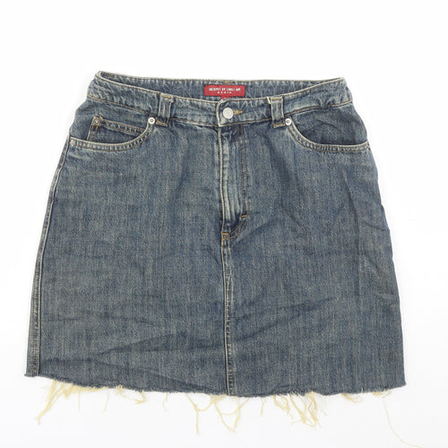 Jackpot Womens Blue Cotton A-Line Skirt Size 30 in Zip