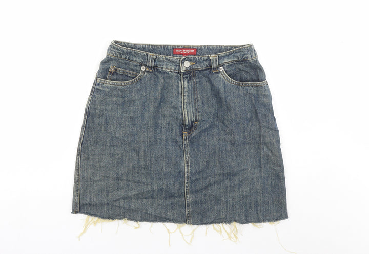Jackpot Womens Blue Cotton A-Line Skirt Size 30 in Zip