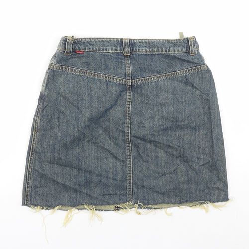 Jackpot Womens Blue Cotton A-Line Skirt Size 30 in Zip