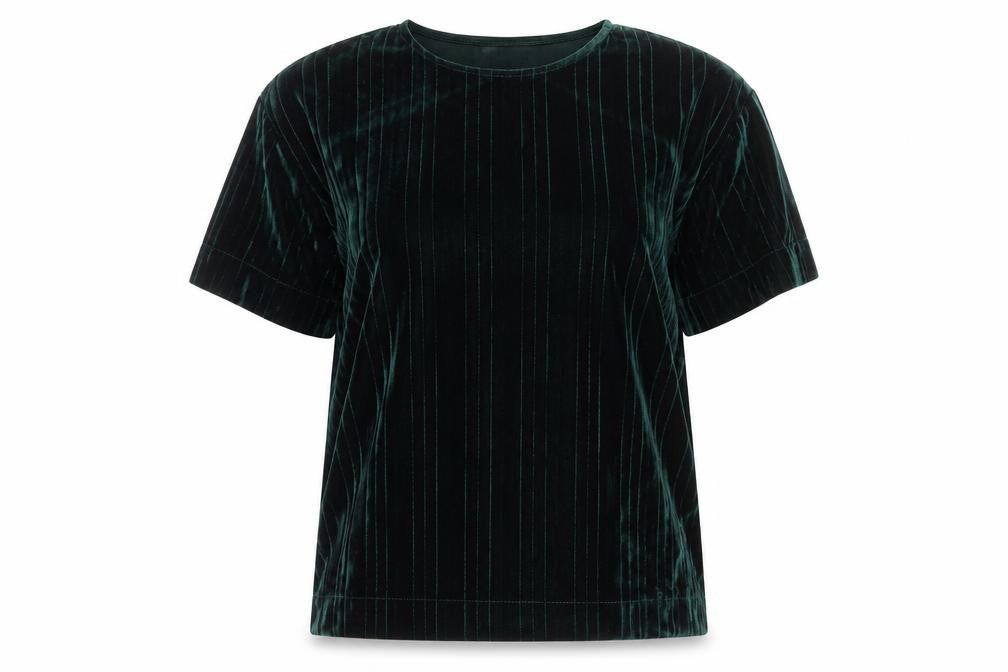 Mango Womens Green Polyester Basic T-Shirt Size S Round Neck