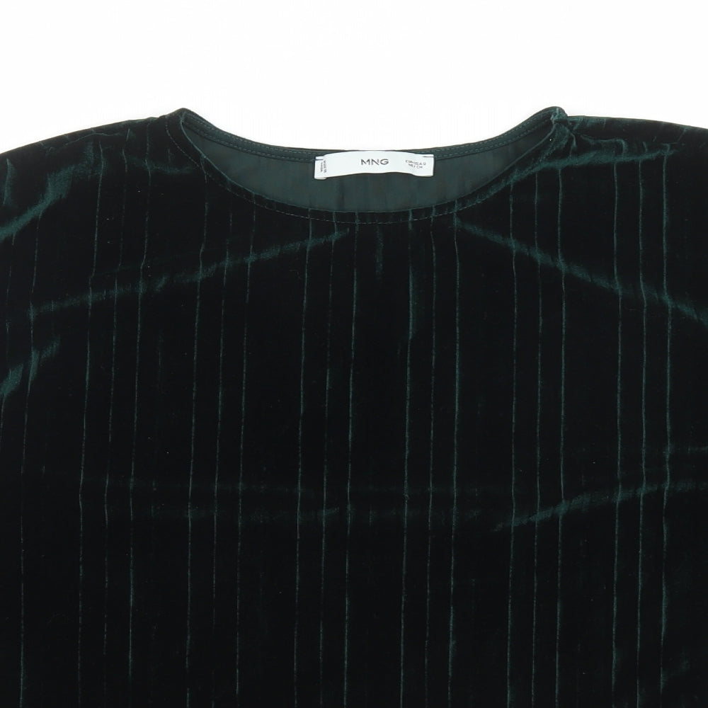 MNG Womens Green Polyester Basic T-Shirt Size S Round Neck