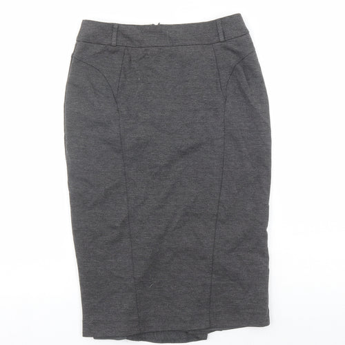 South Womens Grey Polyester Straight & Pencil Skirt Size 10 Zip