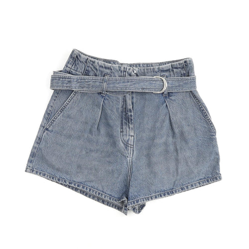 IRO Womens Blue 100% Cotton Paperbag Shorts Size 28 in L3 in Regular Zip