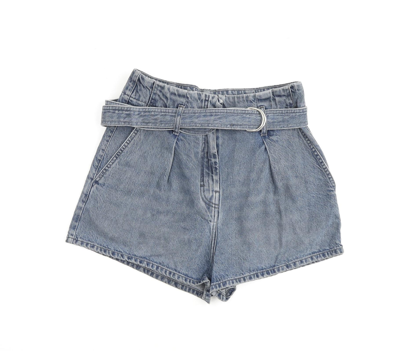 IRO Womens Blue 100% Cotton Paperbag Shorts Size 28 in L3 in Regular Zip
