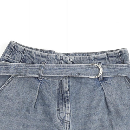 IRO Womens Blue 100% Cotton Paperbag Shorts Size 28 in L3 in Regular Zip