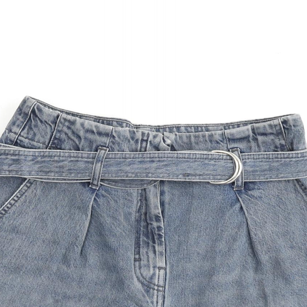 IRO Womens Blue 100% Cotton Paperbag Shorts Size 28 in L3 in Regular Zip