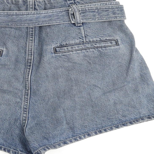 IRO Womens Blue 100% Cotton Paperbag Shorts Size 28 in L3 in Regular Zip
