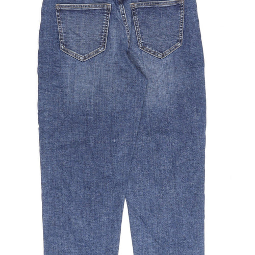 NEXT Womens Blue Cotton Straight Jeans Size 8 L28 in Regular Zip