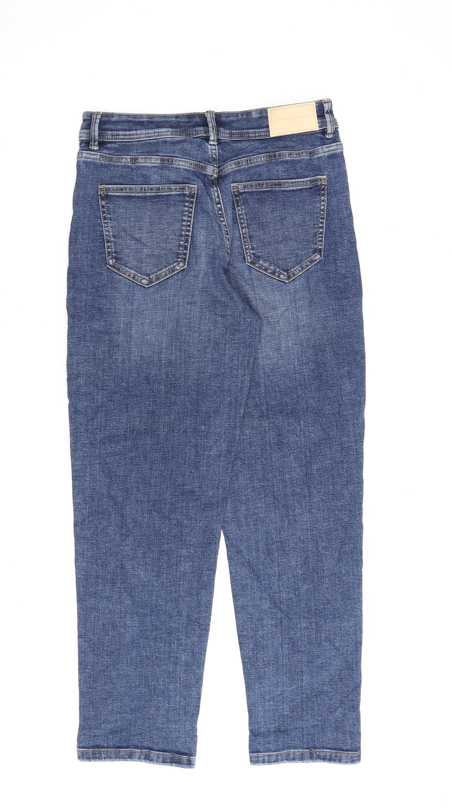 NEXT Womens Blue Cotton Straight Jeans Size 8 L28 in Regular Zip