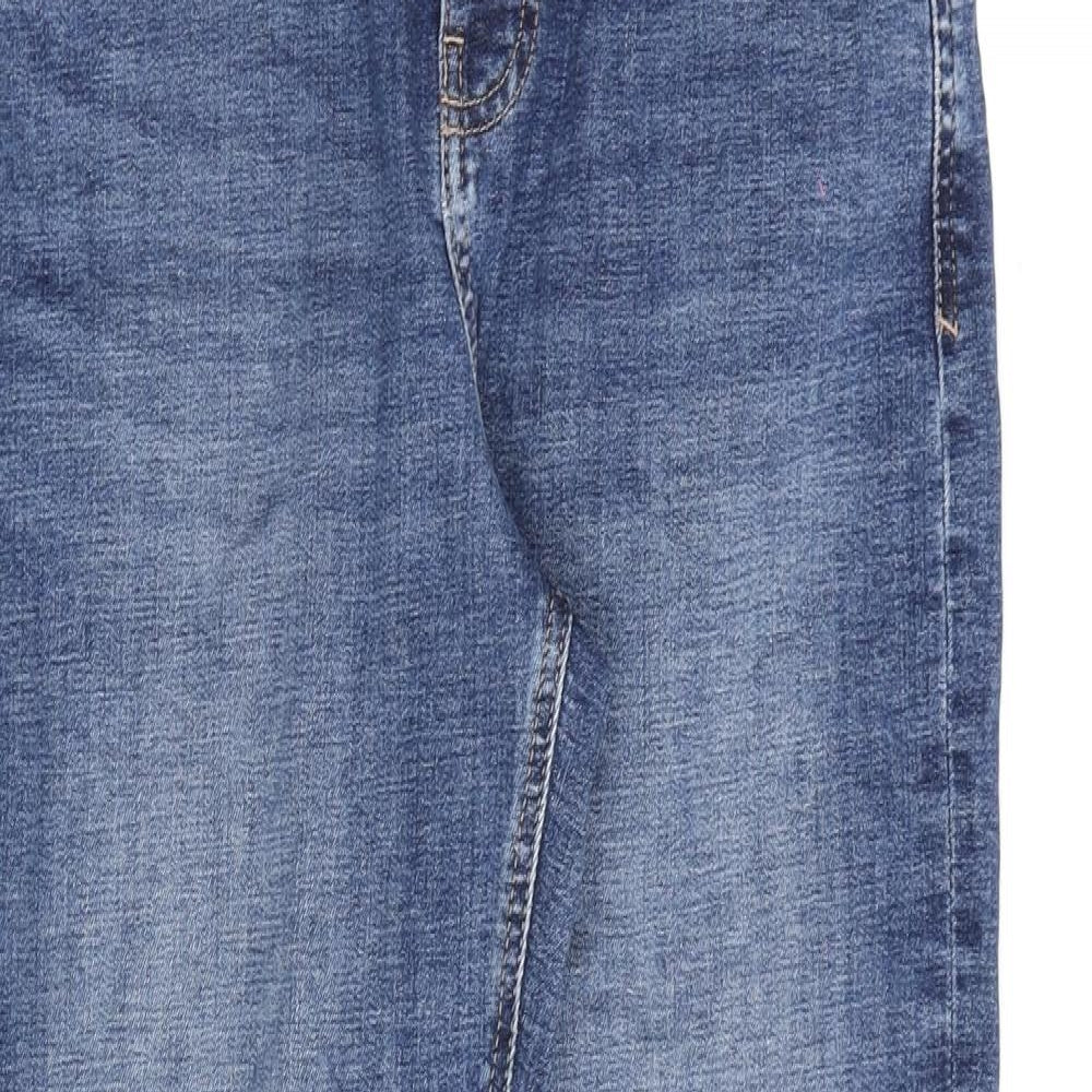 NEXT Womens Blue Cotton Straight Jeans Size 8 L28 in Regular Zip
