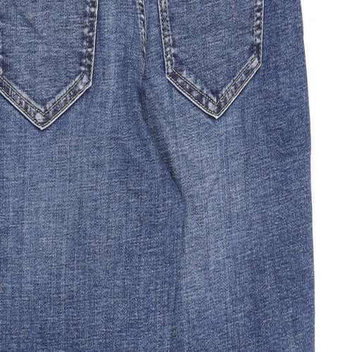 NEXT Womens Blue Cotton Straight Jeans Size 8 L28 in Regular Zip