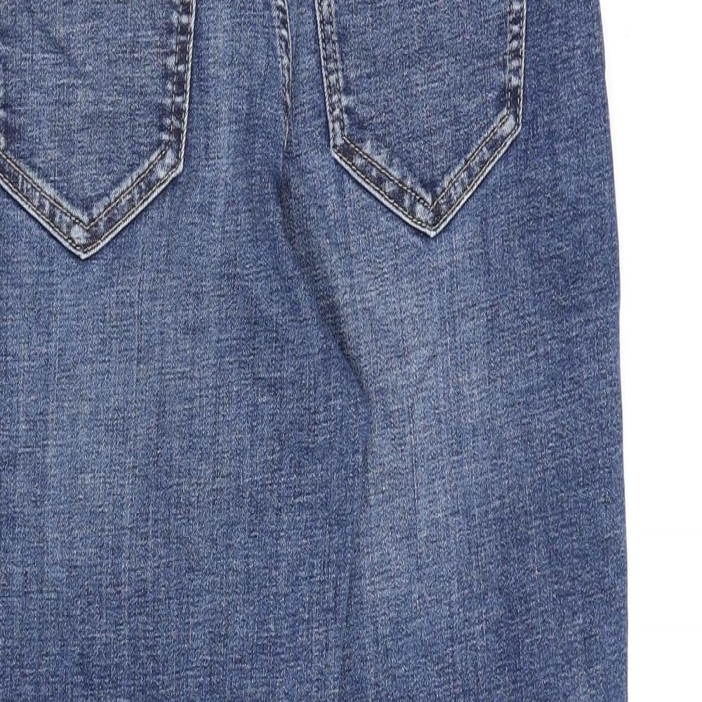 NEXT Womens Blue Cotton Straight Jeans Size 8 L28 in Regular Zip