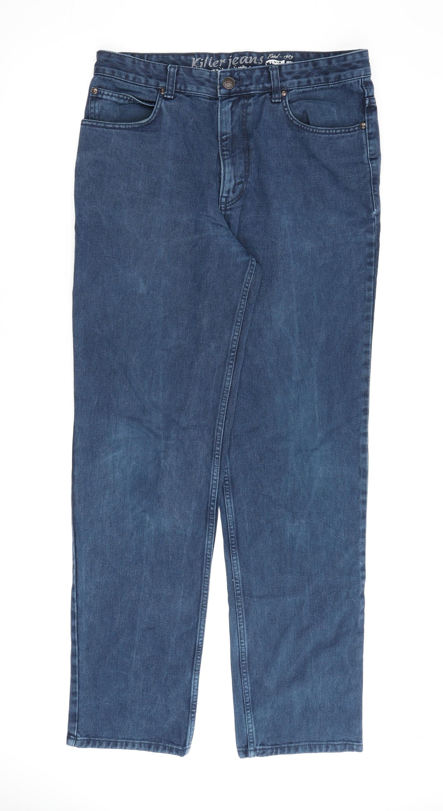 Killer Jeans Mens Blue Cotton Straight Jeans Size 36 in L34 in Regular Zip