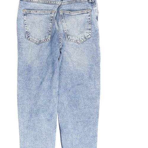 H&M Girls Blue Cotton Straight Jeans Size 6-7 Years Regular Zip