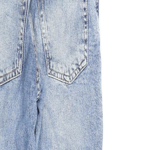 H&M Girls Blue Cotton Straight Jeans Size 6-7 Years Regular Zip