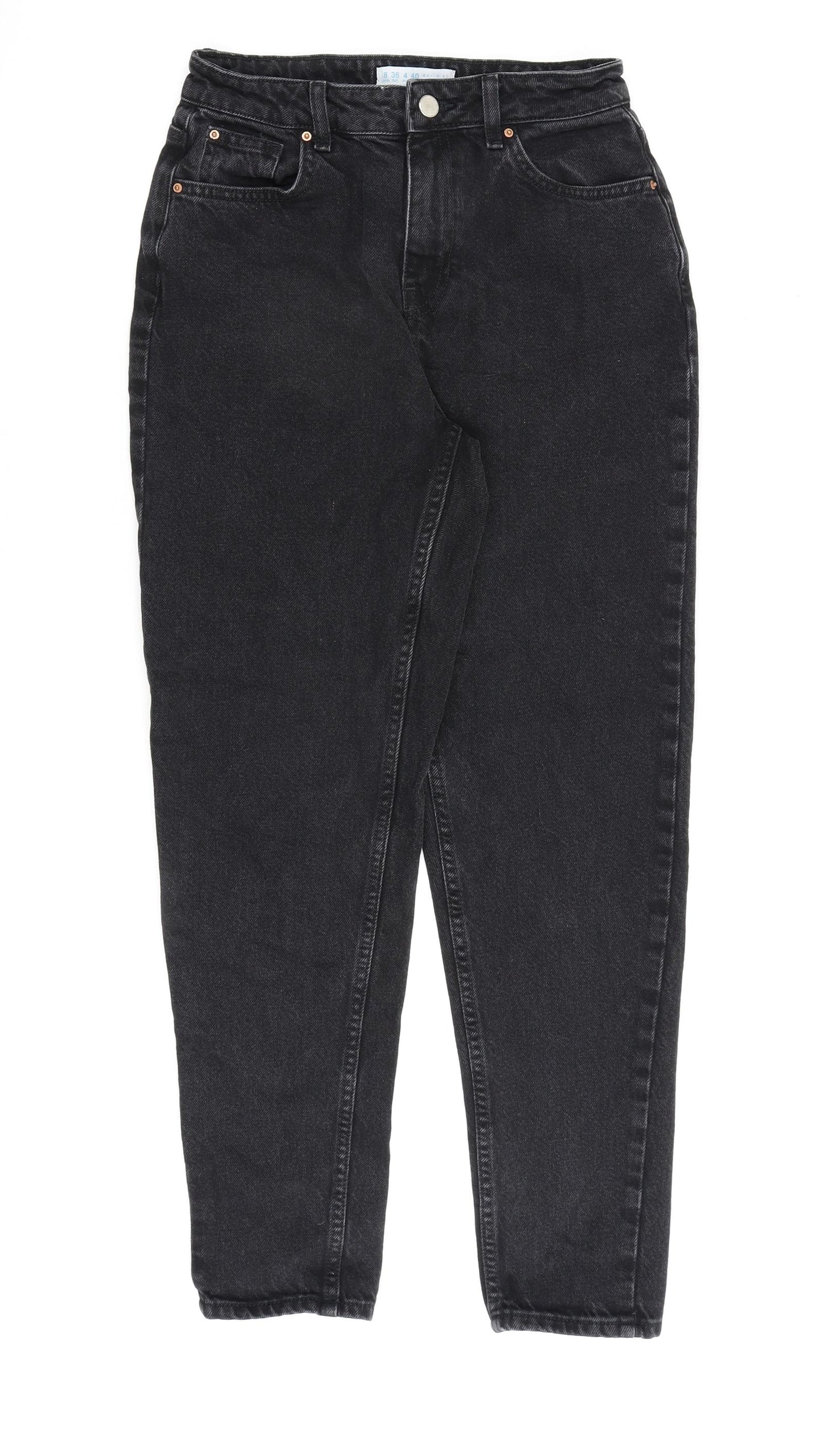 Denim & Co. Womens Black Cotton Mom Jeans Size 8 L28 in Regular Zip