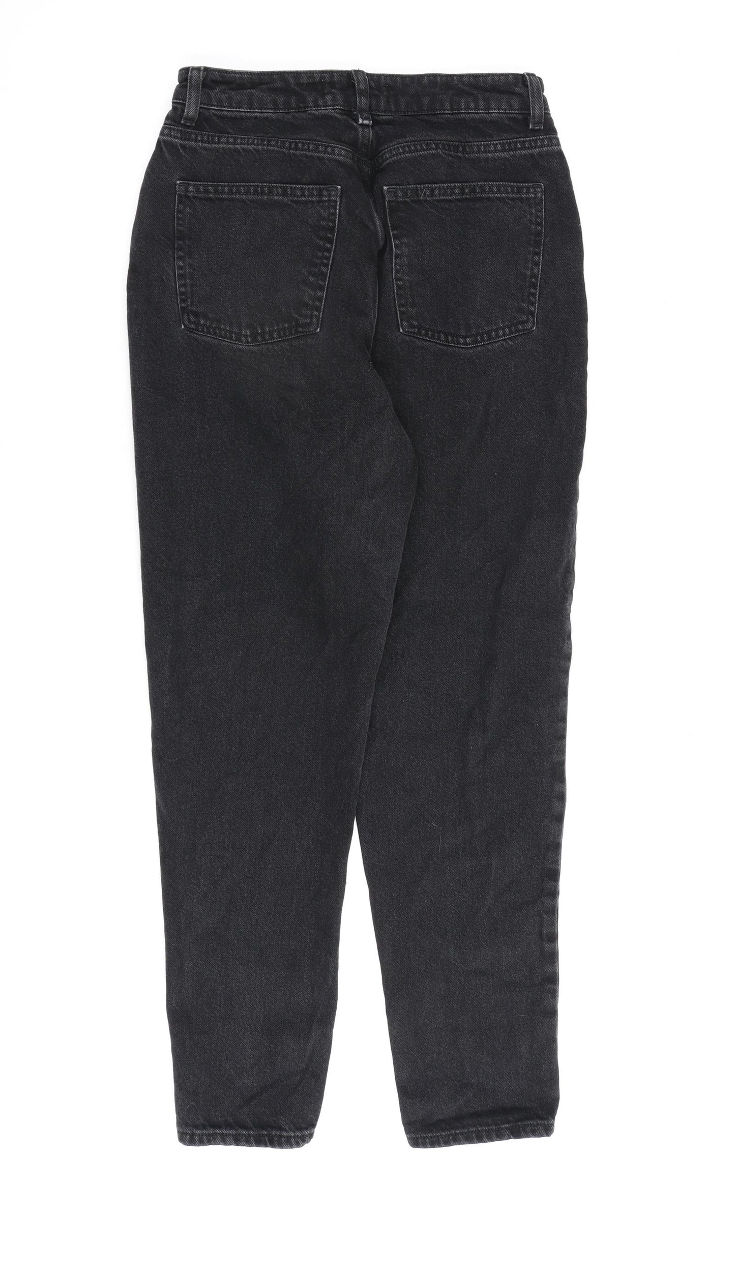 Denim & Co. Womens Black Cotton Mom Jeans Size 8 L28 in Regular Zip