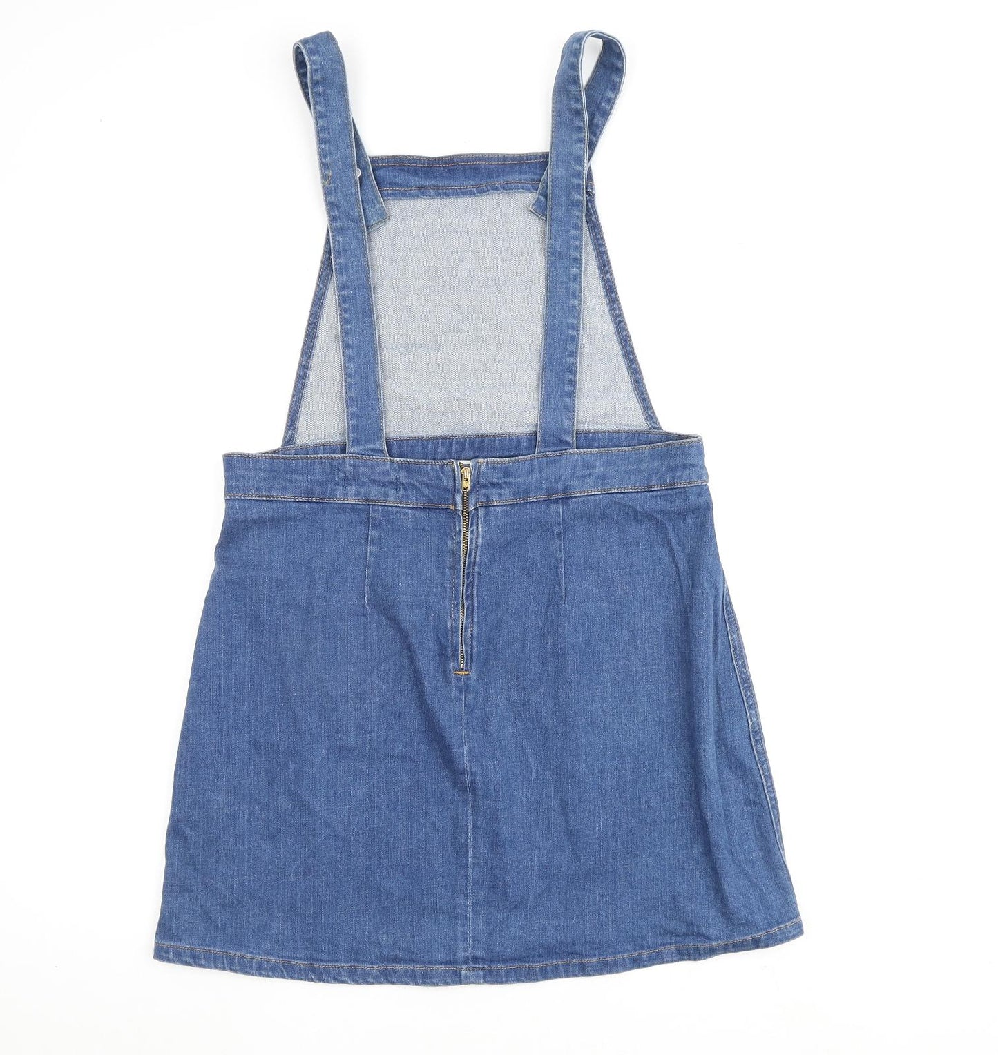 River Island Womens Blue Cotton A-Line Size 14 Square Neck Button