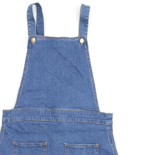River Island Womens Blue Cotton A-Line Size 14 Square Neck Button