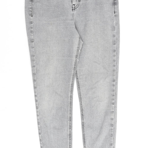 Topshop Womens Grey Cotton Straight Jeans Size 28 in L30 in Regular Zip