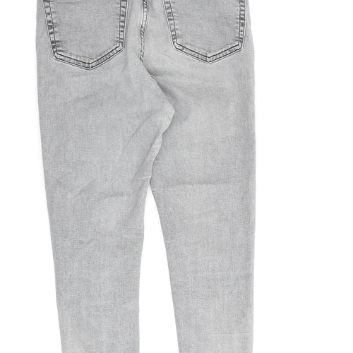 Topshop Womens Grey Cotton Straight Jeans Size 28 in L30 in Regular Zip