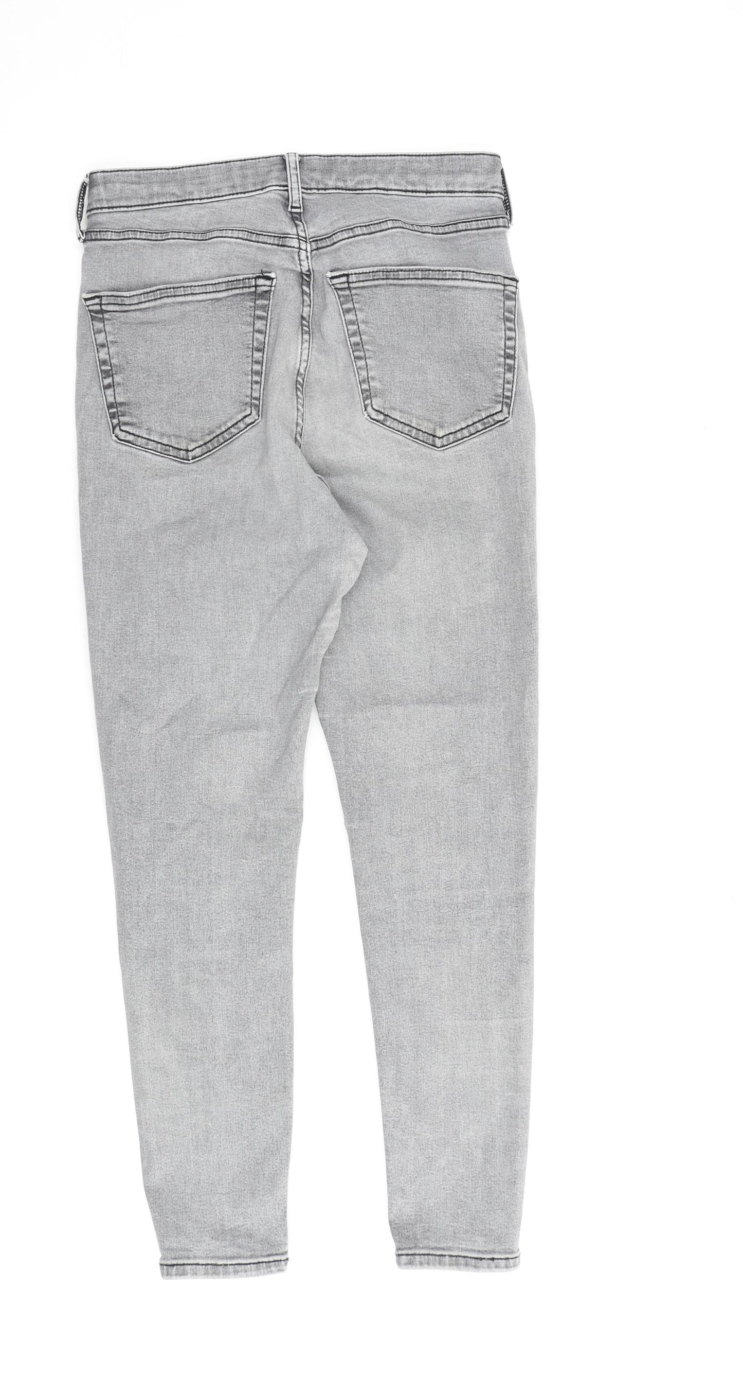 Topshop Womens Grey Cotton Straight Jeans Size 28 in L30 in Regular Zip