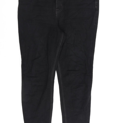 Marks and Spencer Womens Black Cotton Skinny Jeans Size 14 L28 in Regular Zip
