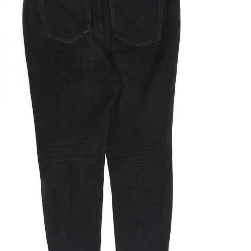 Marks and Spencer Womens Black Cotton Skinny Jeans Size 14 L28 in Regular Zip