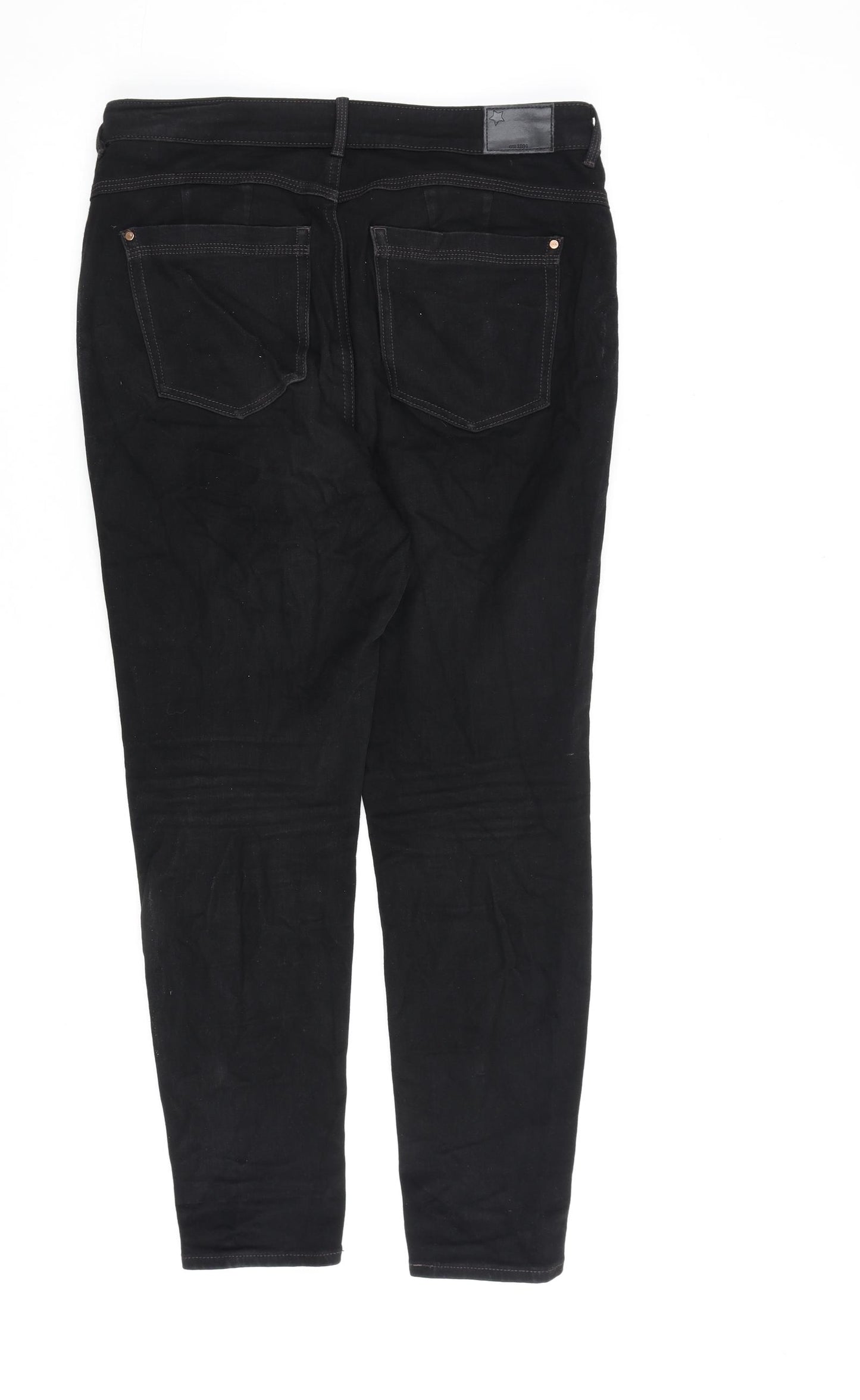Marks and Spencer Womens Black Cotton Skinny Jeans Size 14 L28 in Regular Zip