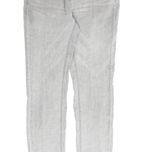 Denim & Co. Womens Grey Cotton Straight Jeans Size 12 L30 in Regular Zip