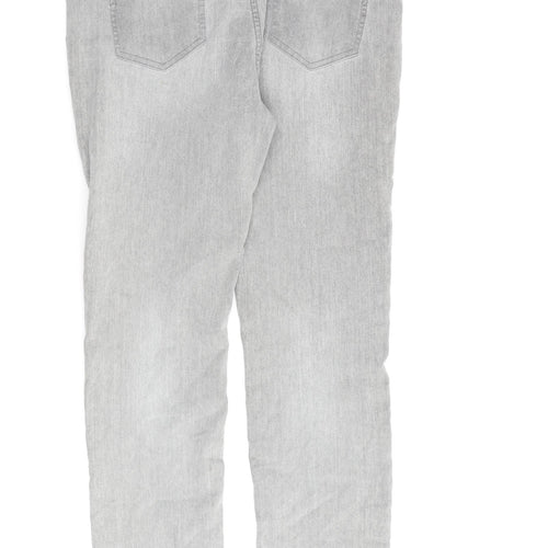 Denim & Co. Womens Grey Cotton Straight Jeans Size 12 L30 in Regular Zip