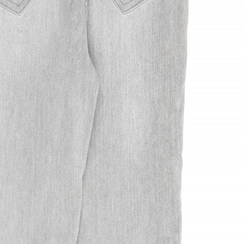 Denim & Co. Womens Grey Cotton Straight Jeans Size 12 L30 in Regular Zip