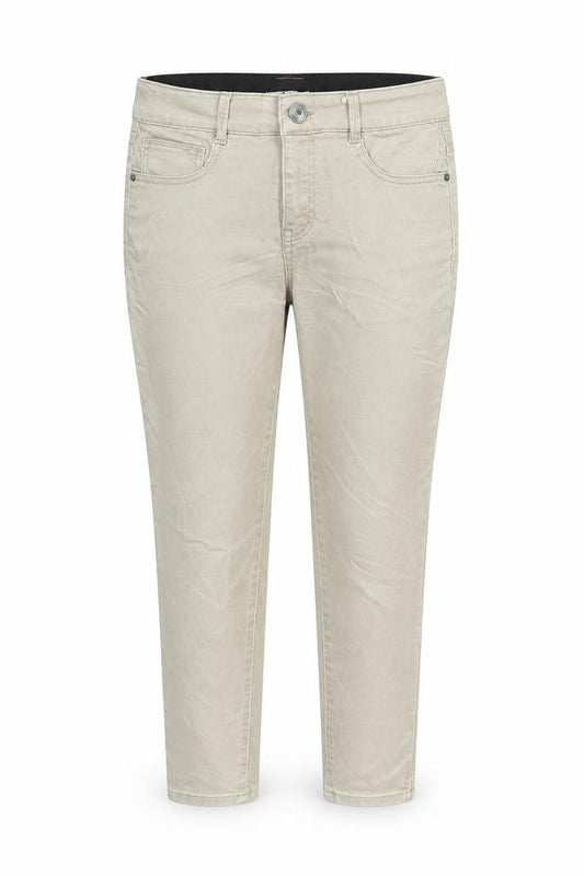 Front view of Bass women’s beige cotton cropped jeans, size UK 8, 26-inch leg regular zip