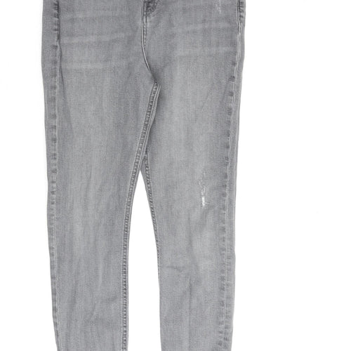 Topshop Womens Grey Cotton Straight Jeans Size 30 in L30 in Regular Zip